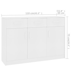Buffet Blanc 110x30x75 cm Aggloméré