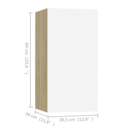 Meubles TV 4 pcs Blanc et chêne sonoma 30,5x30x60 cm Aggloméré