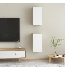 Meubles TV 2 pcs Blanc et chêne sonoma 30,5x30x60 cm Aggloméré