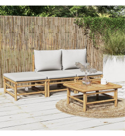 Salon de jardin 4 pcs avec coussins gris clair bambou