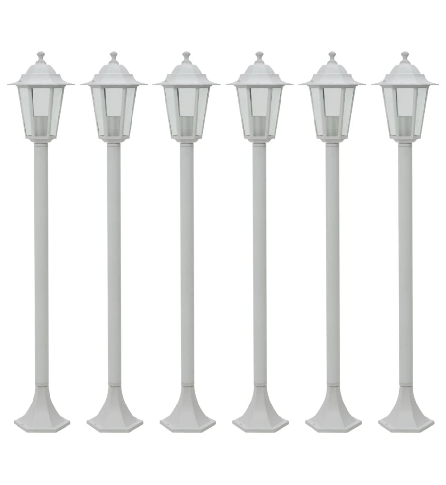 Lampe de jardin à piquet 6 pcs E27 110 cm Aluminium Blanc