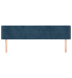 Tête de lit avec oreilles Bleu foncé 203x16x78/88 cm Velours