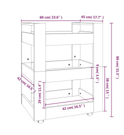 Chariot de cuisine Chêne marron 60x45x80 cm Bois d'ingénierie