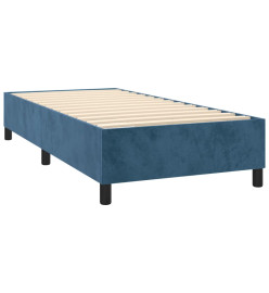 Sommier tapissier matelas et LED Bleu foncé 100x200 cm Velours