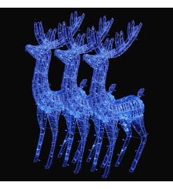 Rennes de Noël XXL Acrylique 250 LED 3 pcs 180 cm Bleu