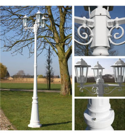 Lampadaire de jardin 3 bras 215 cm Blanc Aluminium