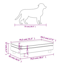 Lit pour chien avec extension bleu 100x50x30 cm velours