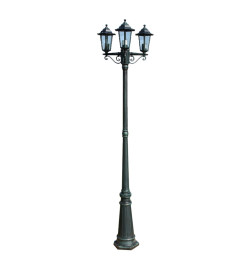 Lampadaire de jardin 3 bras 215 cm Vert foncé/Noir Aluminium