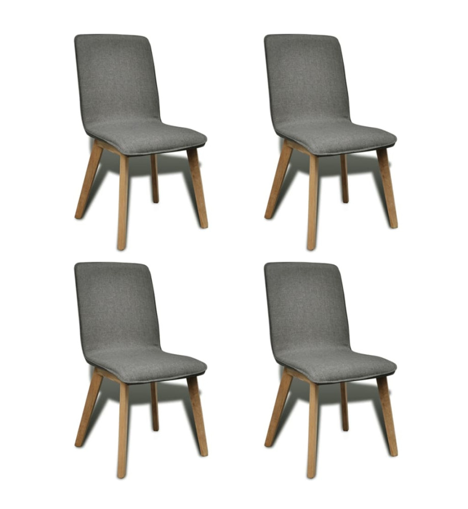 Chaises à manger lot de 4 gris clair tissu et chêne massif