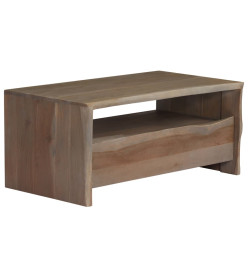 Table basse Acacia massif Bord assorti 90 x 50 x 40 cm Gris