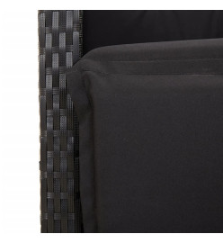 Ensemble à manger de jardin coussins 7pcs Noir Résine tressée