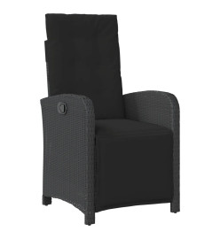 Ensemble à manger de jardin coussins 7pcs Noir Résine tressée