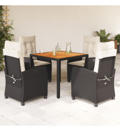 Ensemble à manger de jardin coussins 5pcs Noir Résine tressée