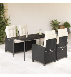 Ensemble à manger de jardin coussins 5pcs Noir Résine tressée