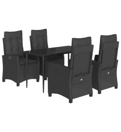 Ensemble à manger de jardin coussins 5pcs Noir Résine tressée