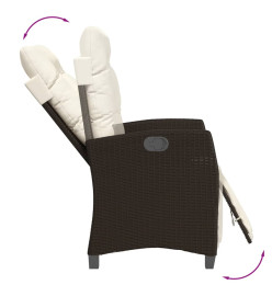 Ensemble à manger de jardin 5 pcs et coussins marron poly rotin