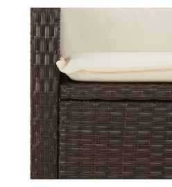 Ensemble à manger de jardin 5 pcs et coussins marron poly rotin