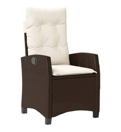 Ensemble à manger de jardin 5 pcs et coussins marron poly rotin