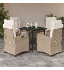 Ensemble à manger de jardin avec coussins 5pcs Beige poly rotin