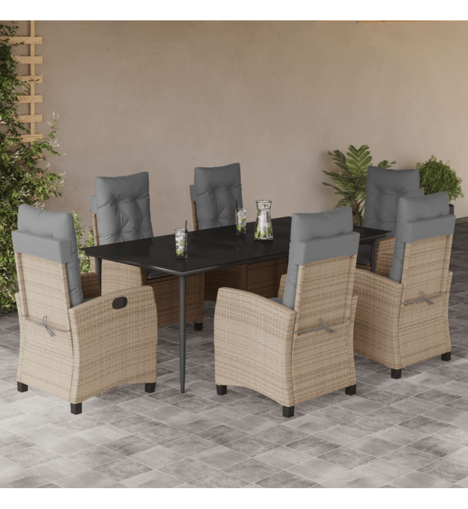 Ensemble à manger de jardin coussins 7 pcs mélange beige rotin Ensemble à manger de jardin coussins 7 pcs mélange beige rotin