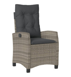 Ensemble à manger de jardin et coussins 7 pcs gris rotin