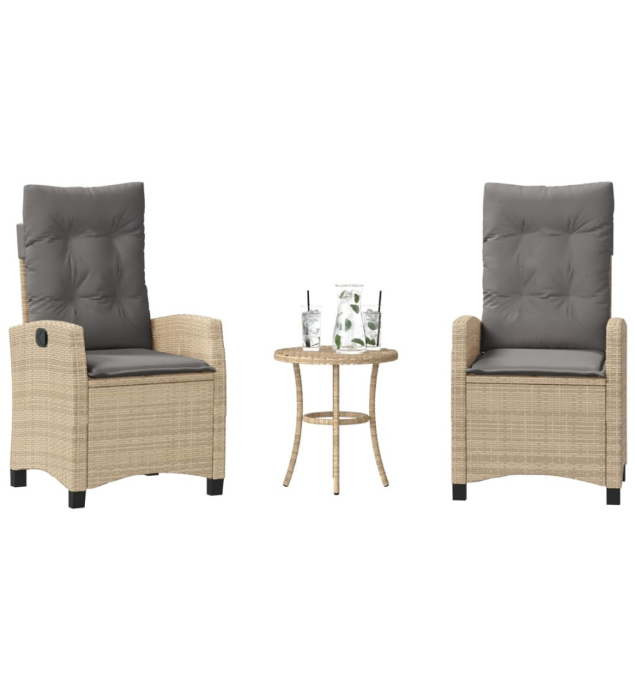 Ensemble de bistro 3 pcs coussins mélange beige résine tressée Ensemble de bistro 3 pcs coussins mélange beige résine tressée