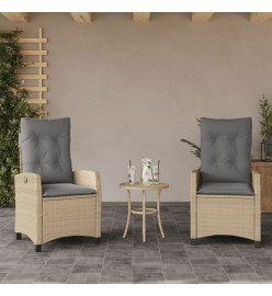 Ensemble de bistro 3 pcs coussins mélange beige résine tressée