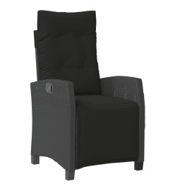 Ensemble à manger de jardin coussins 7pcs Noir Résine tressée