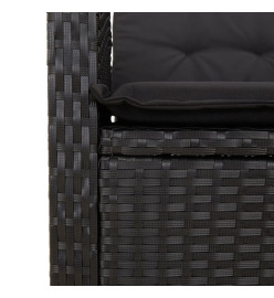 Ensemble à manger de jardin coussins 7pcs Noir Résine tressée