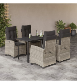 Ensemble à manger de jardin et coussins 5 pcs gris clair rotin