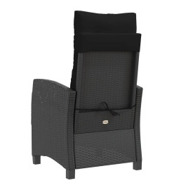 Chaises inclinables de jardin lot de 2 et coussins noir rotin
