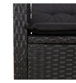 Chaises inclinables de jardin lot de 2 et coussins noir rotin