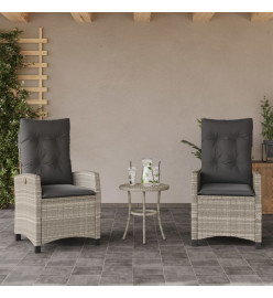 Chaises inclinables jardin lot de 2 et coussins résine tressée