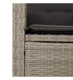 Ensemble à manger de jardin et coussins 9 pcs gris clair rotin