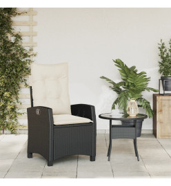 Chaise inclinable de jardin avec coussins noir résine tressée