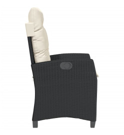 Chaise inclinable de jardin avec coussins noir résine tressée
