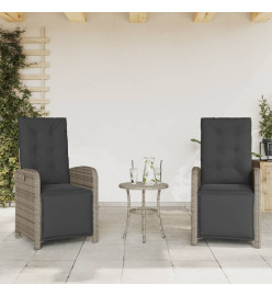 Ensemble de bistro 3 pcs avec coussins gris résine tressée