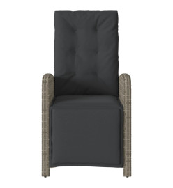 Ensemble de bistro 3 pcs avec coussins gris résine tressée