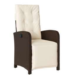 Ensemble à manger de jardin et coussins 7 pcs marron rotin