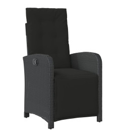 Ensemble de bistro 3 pcs avec coussins noir résine tressée