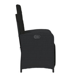 Ensemble de bistro 3 pcs avec coussins noir résine tressée