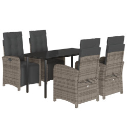Ensemble à manger de jardin 5 pcs coussins gris résine tressée
