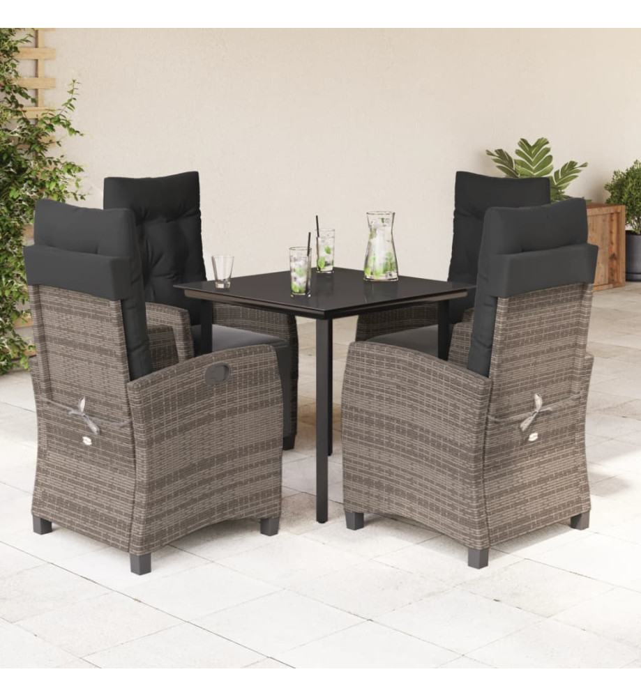 Ensemble à manger de jardin 5 pcs coussins gris résine tressée Ensemble à manger de jardin 5 pcs coussins gris résine tressée