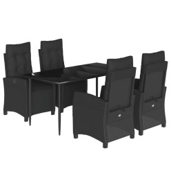 Ensemble à manger de jardin coussins 5pcs Noir Résine tressée