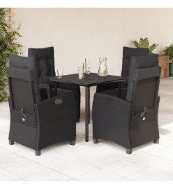 Ensemble à manger de jardin coussins 5pcs Noir Résine tressée