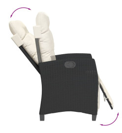 Ensemble à manger de jardin 9pcs coussins noir résine tressée