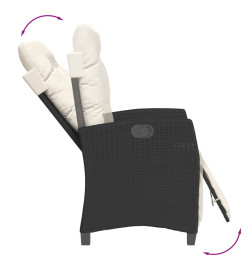 Ensemble à manger de jardin coussins 5pcs Noir Résine tressée