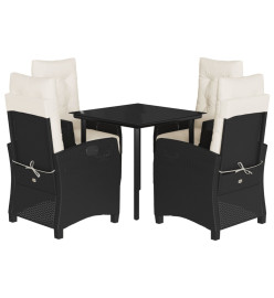 Ensemble à manger de jardin coussins 5pcs Noir Résine tressée