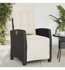 Chaise inclinable de jardin et repose-pied noir résine tressée
