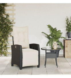 Chaise inclinable de jardin et repose-pied noir résine tressée